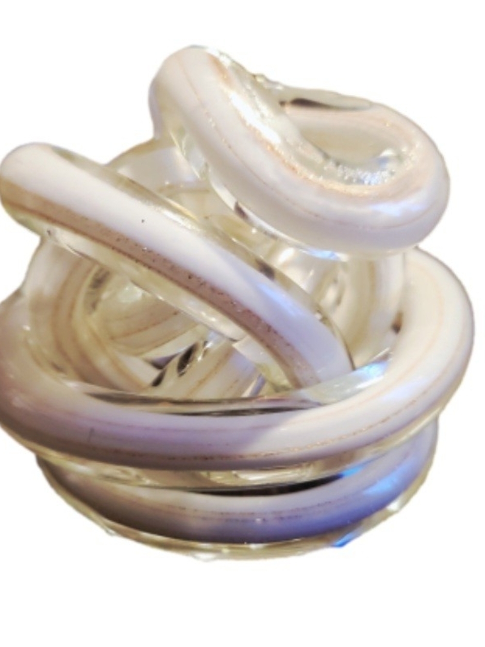 Murano White and Cream Glass Knot Sculpture